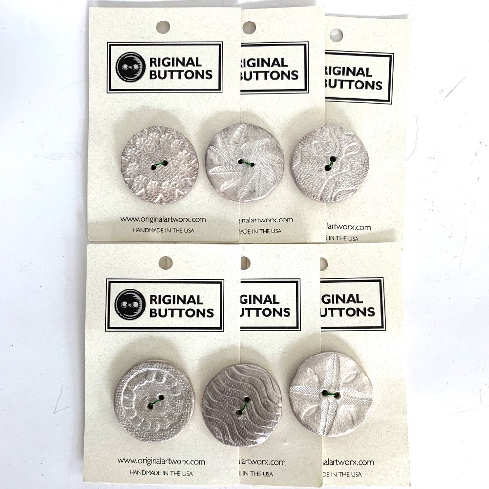 6 Handmade Ceramic Sterling Silver Glaze Buttons